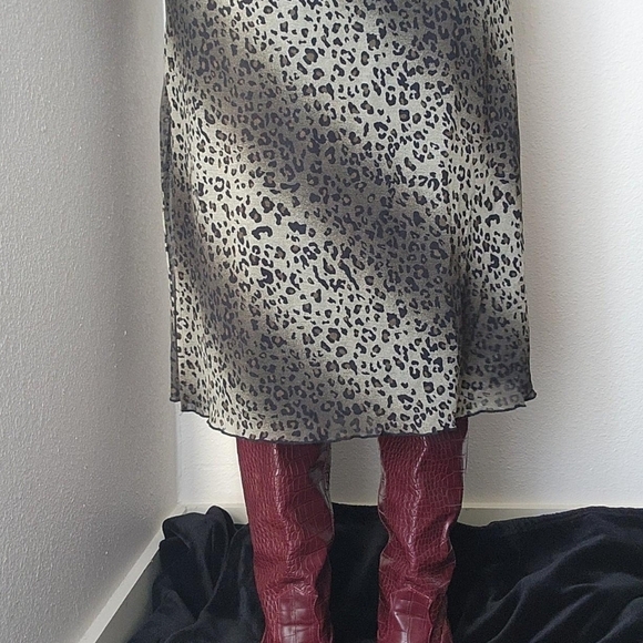 Vintage 1990s Mesh Midi Dress Leapord Print - Picture 4 of 4
